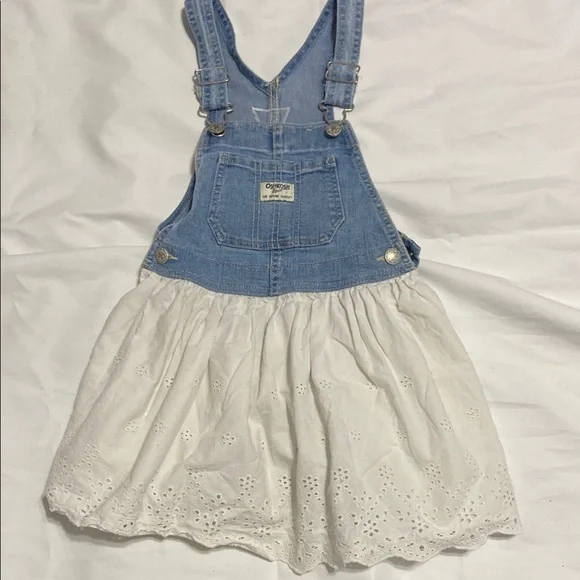 oshkosh denim overall dress Vintage 80s Oshkosh Bgosh Denim Overall Floral Overalls dress Made in usa Sz 5